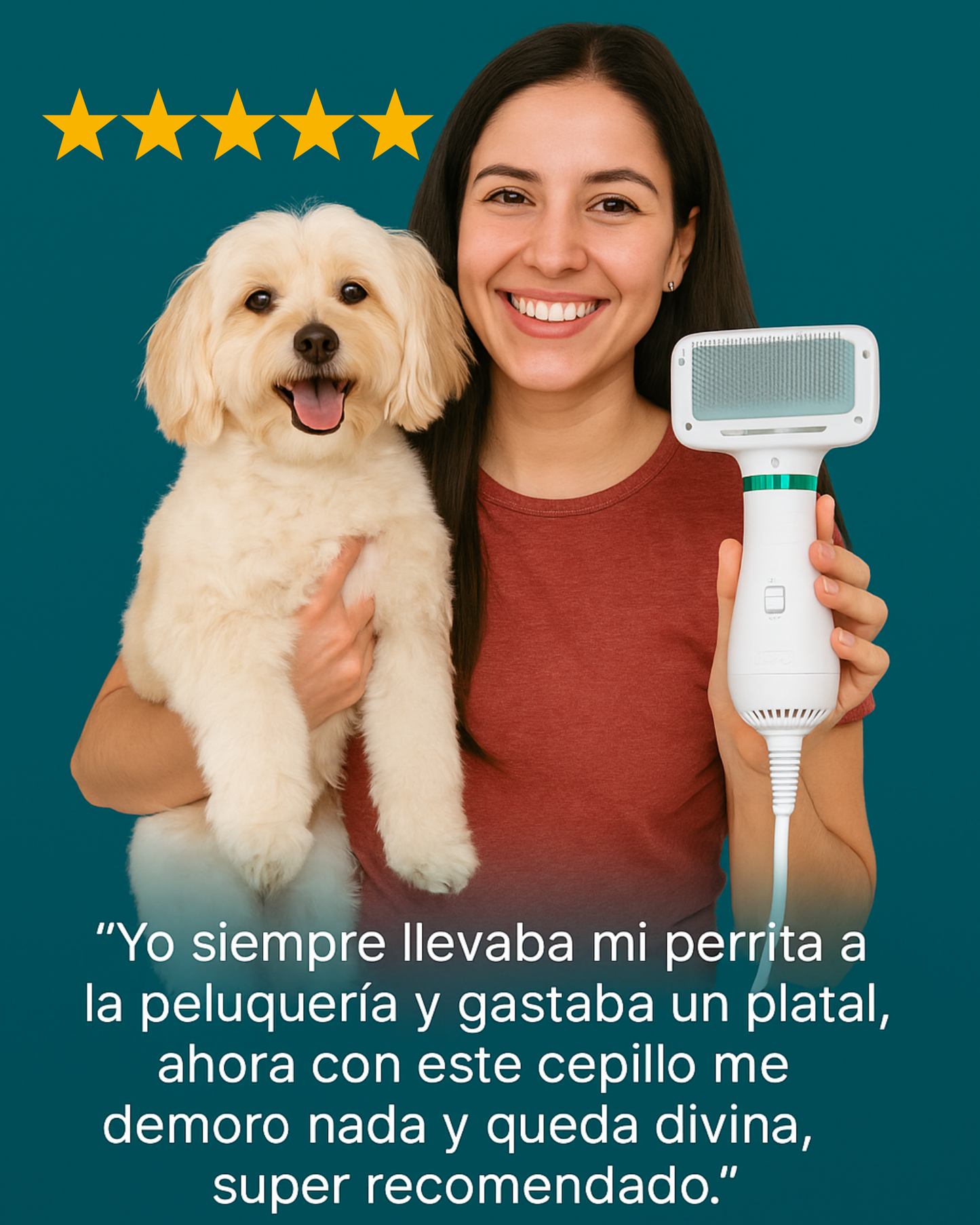 Pelo Facil-3 en 1 ¡Seca, elimina pelo sin vida y cepilla!
