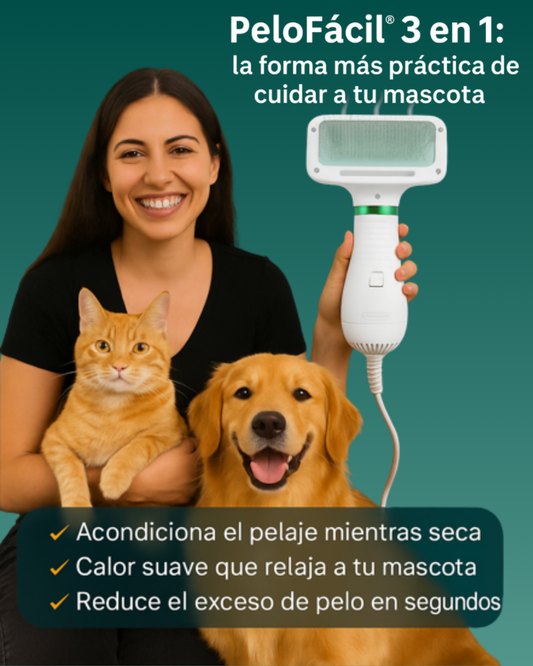 Pelo Facil-3 en 1 ¡Seca, elimina pelo sin vida y cepilla!