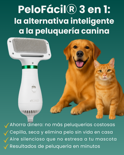 Pelo Facil-3 en 1 ¡Seca, elimina pelo sin vida y cepilla!